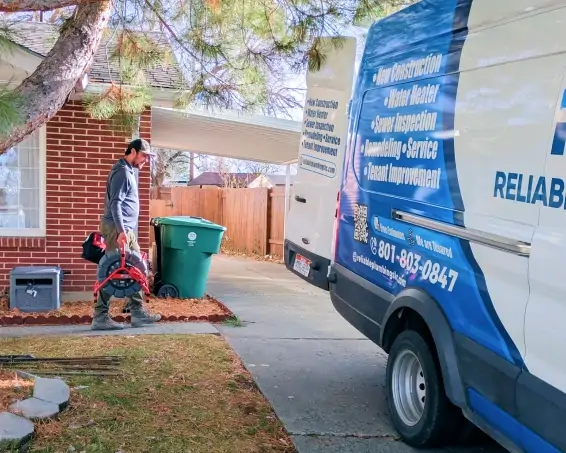 A Reliable Plumbing plumber arriving at a home in Salt Lake City
