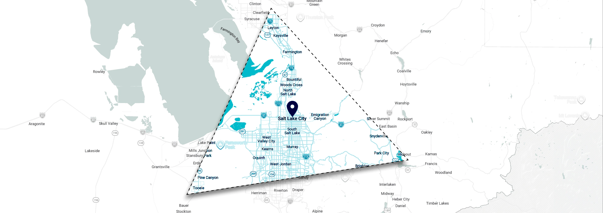 Map of Reliable Plumbing's service area across Salt Lake City and surrounding communities